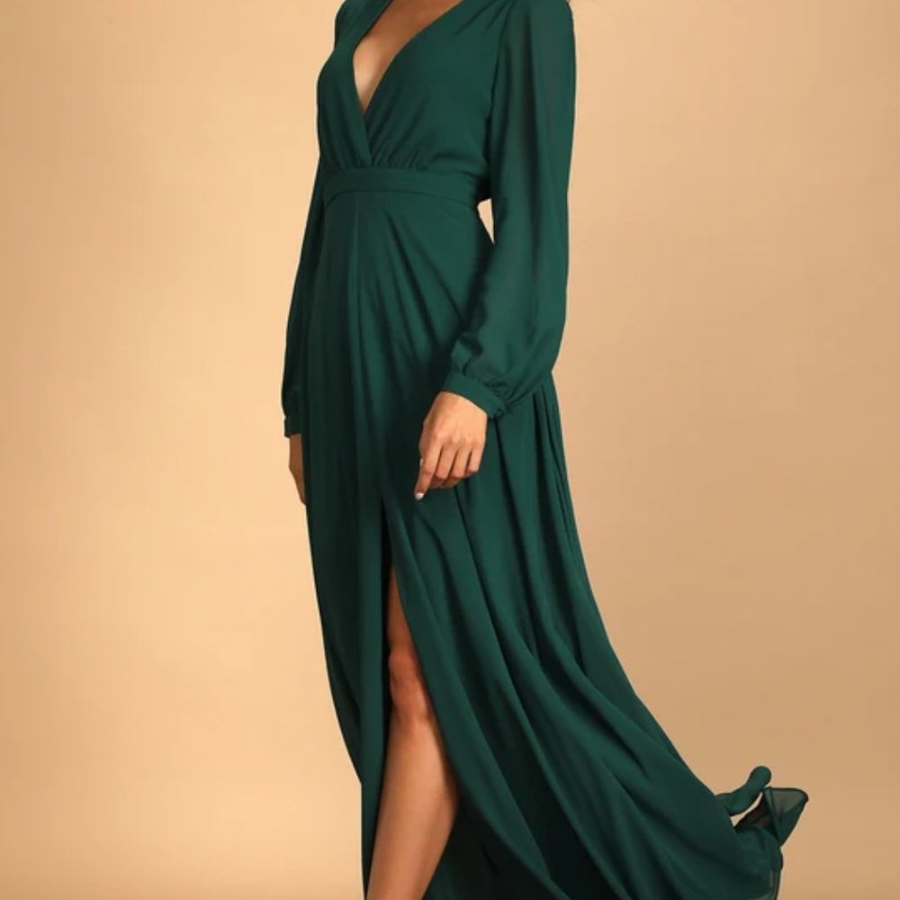Adoring You Hunter Green Long Sleeve Maxi Dress